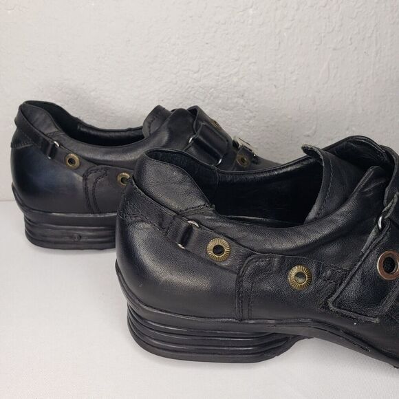 Gravity Defyer Mens Size 10 Slip On Grommet Black Leather Strap Driving Loafers main image 5